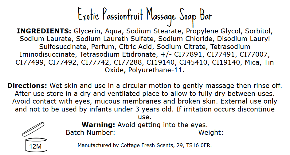 Exotic Passionfruit Massage Soap Bar - Massage Soap Bar - Cottage Fresh Scents