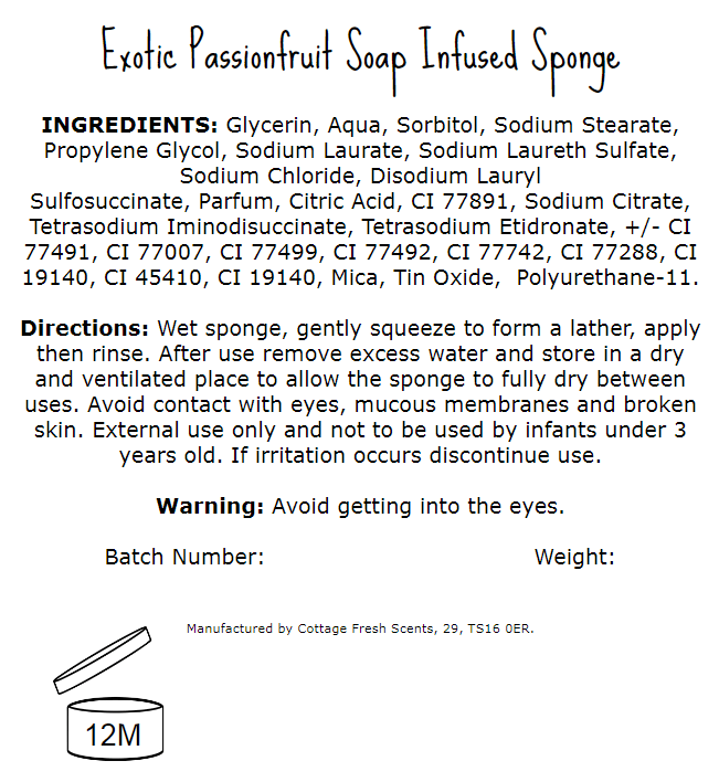 Exotic Passionfruit Soap Infused Exfoliating Massage Sponge - Soap Sponge - Cottage Fresh Scents