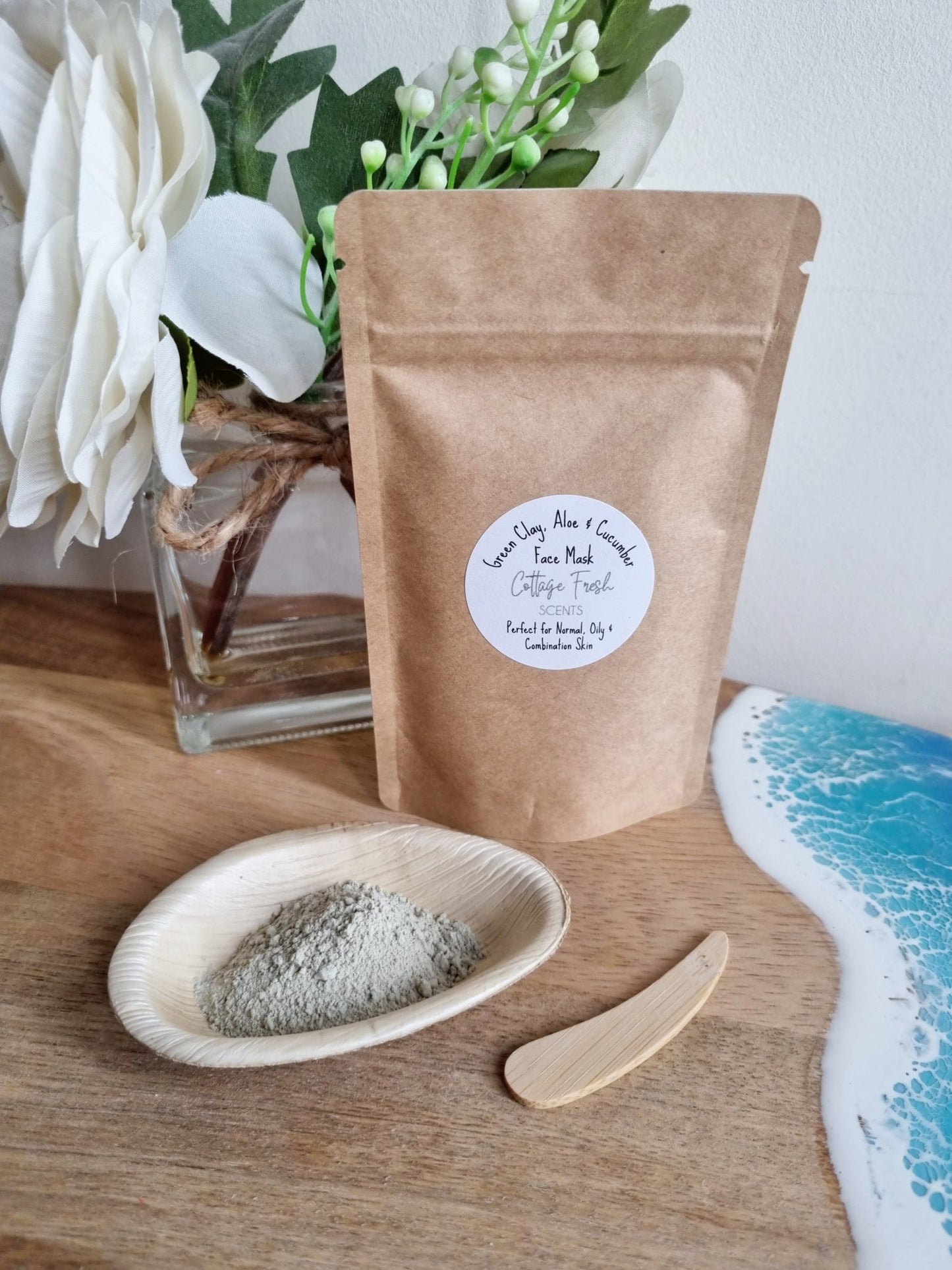 Green Clay, Aloe Vera & Cucumber Luxurious Dry Clay Face Mask - Dry Clay Face Mask - Cottage Fresh Scents