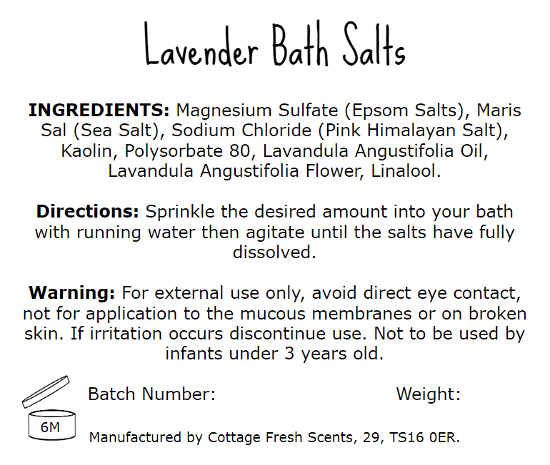 Lavender Bath Salts - Vegan Self Care Gift - Bath Salts - Cottage Fresh Scents