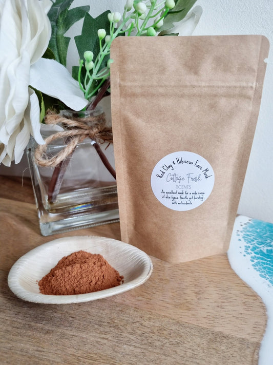 Red Clay & Hibiscus Luxurious Dry Clay Face Mask - Dry Clay Face Mask - Cottage Fresh Scents