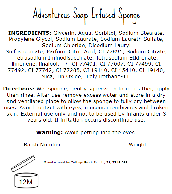 Adventurous Soap Infused Exfoliating Massage Sponge - Soap Sponge - Cottage Fresh Scents