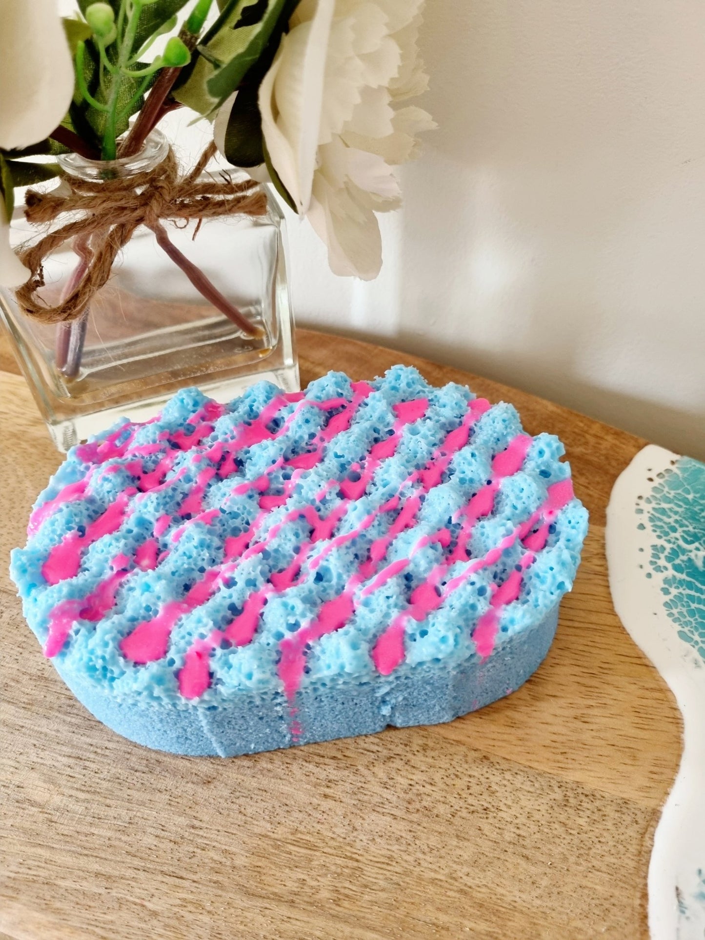 Baby Powder Soap Infused Exfoliating Massage Sponge - Soap Sponge - Cottage Fresh Scents