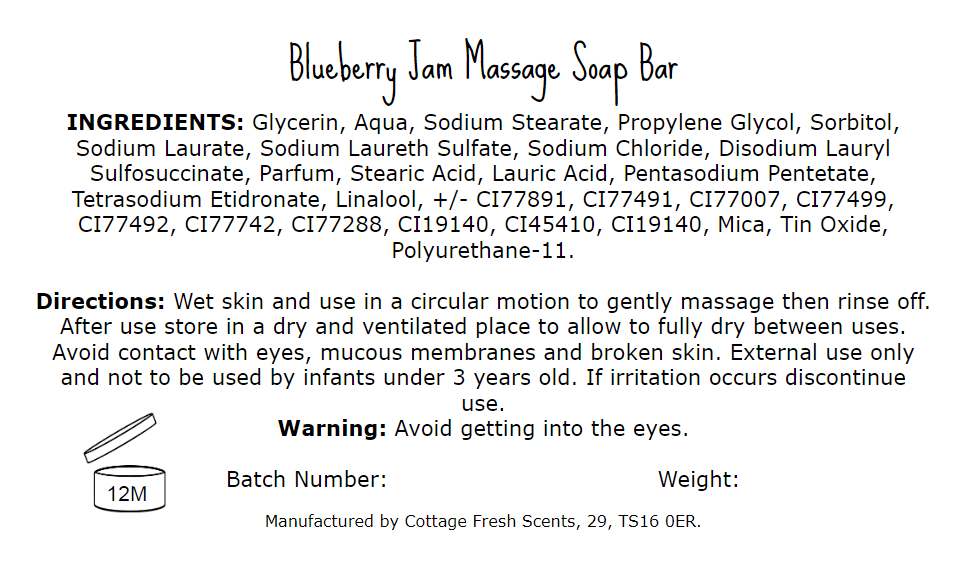 Blueberry Jam Massage Soap Bar - Massage Soap Bar - Cottage Fresh Scents