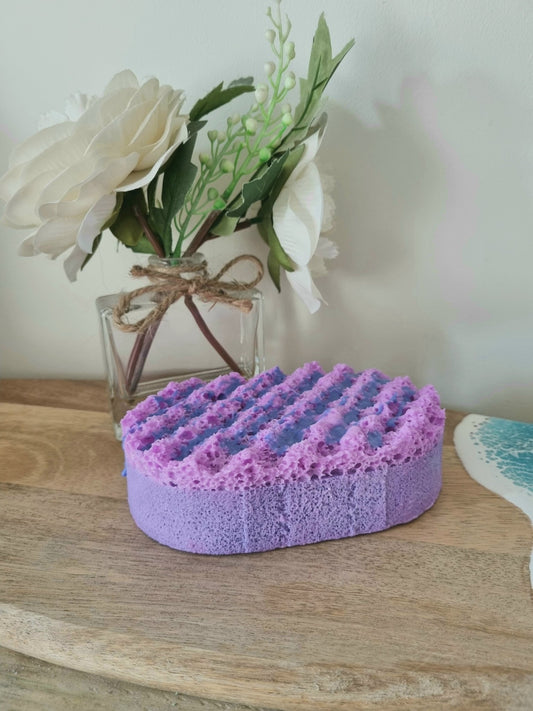Blueberry Jam Soap Infused Exfoliating Massage Sponge - Soap Sponge - Cottage Fresh Scents
