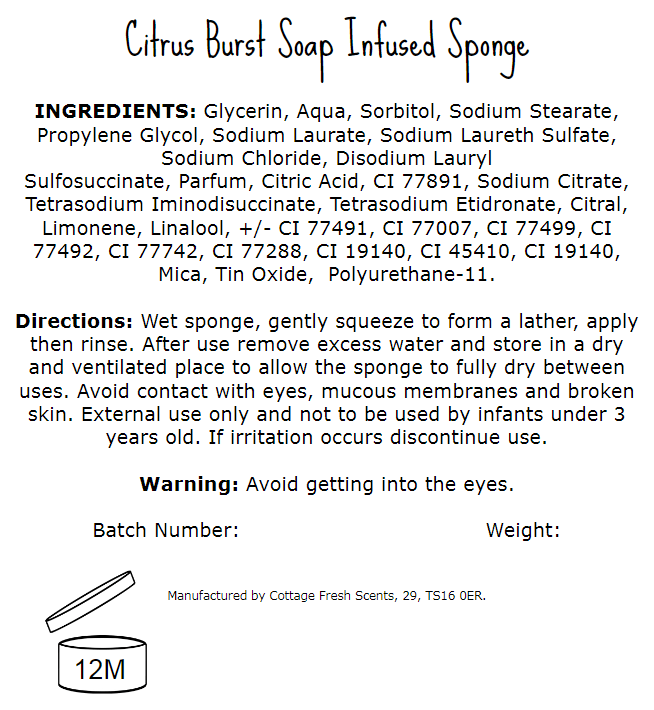 Citrus Burst Soap Infused Exfoliating Massage Sponge - Soap Sponge - Cottage Fresh Scents