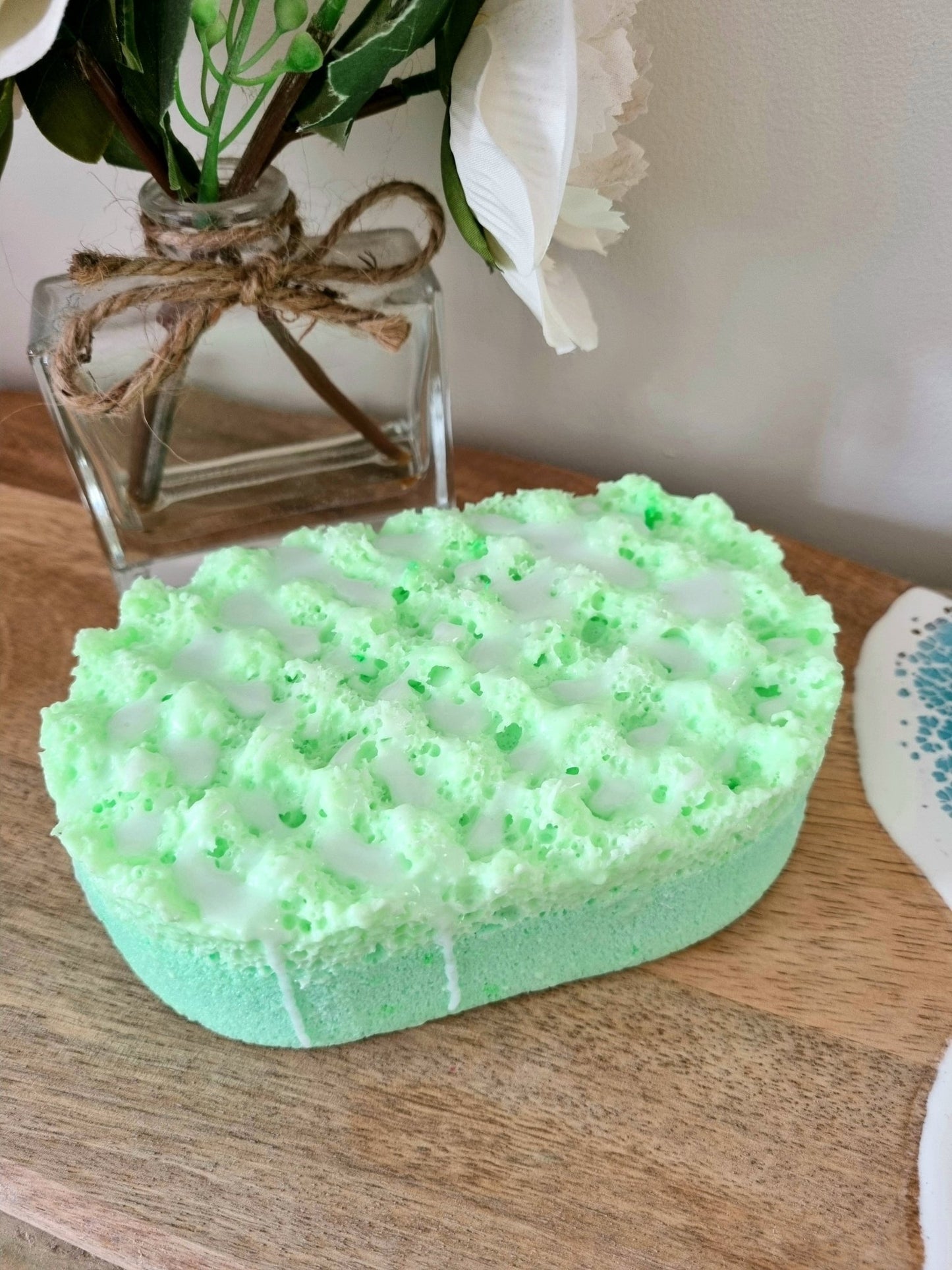 Green Apple Soap Infused Exfoliating Massage Sponge - Soap Sponge - Cottage Fresh Scents