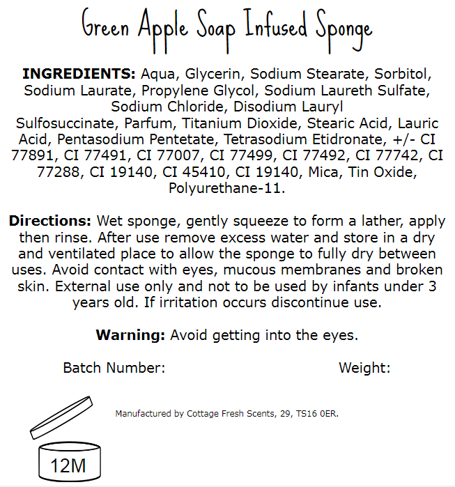 Green Apple Soap Infused Exfoliating Massage Sponge - Soap Sponge - Cottage Fresh Scents