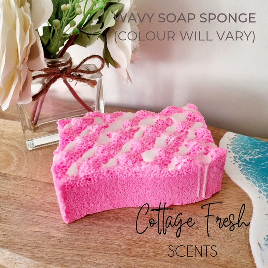 LIMITED EDITION - Wavy Soap Infused Exfoliating Massage Sponge - Soap Sponge - Cottage Fresh Scents