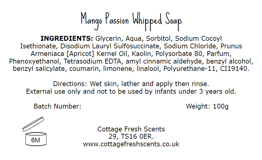 Mango Passion Whipped Soap - Whipped Soap - Cottage Fresh Scents