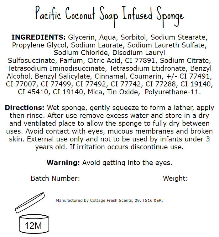 Pacific Coconut Soap Infused Exfoliating Massage Sponge - Soap Sponge - Cottage Fresh Scents