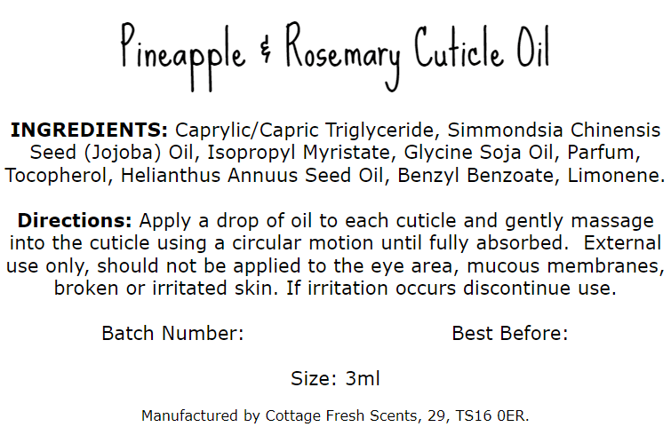 Pineapple & Rosemary Cuticle Oil - Cuticle Oil - Cottage Fresh Scents