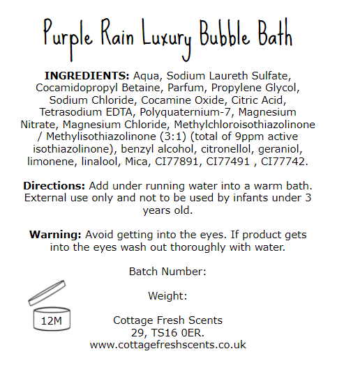 Purple Rain Luxury Bubble Bath - Bubble Bath - Cottage Fresh Scents
