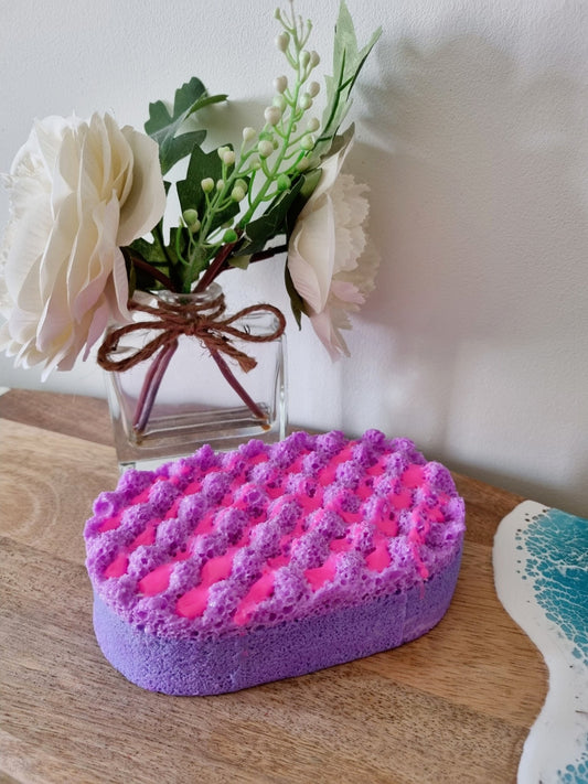 Purple Rain Soap Infused Exfoliating Massage Sponge - Soap Sponge - Cottage Fresh Scents