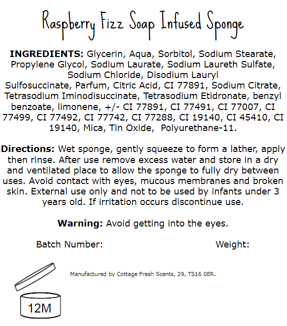 Raspberry Fizz Soap Infused Exfoliating Massage Sponge - Soap Sponge - Cottage Fresh Scents