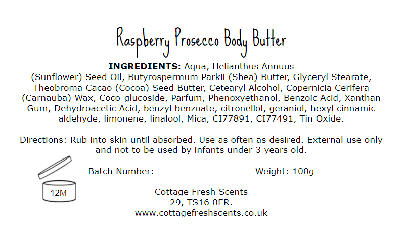 Raspberry Prosecco Luxury Whipped Body Butter - Body Butter - Cottage Fresh Scents