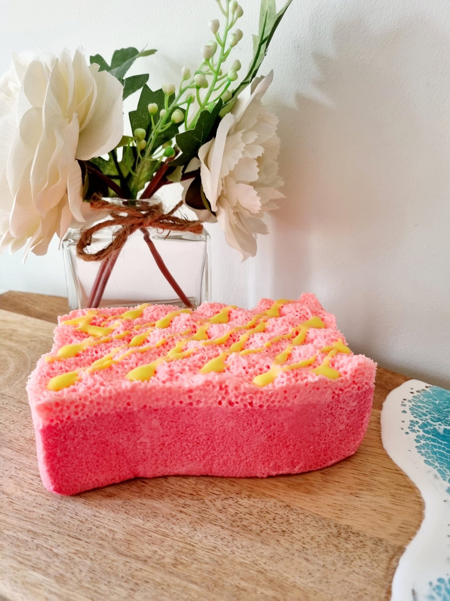 REDUCED TO CLEAR - Wavy Soap Infused Exfoliating Massage Sponge - Soap Sponge - Cottage Fresh Scents