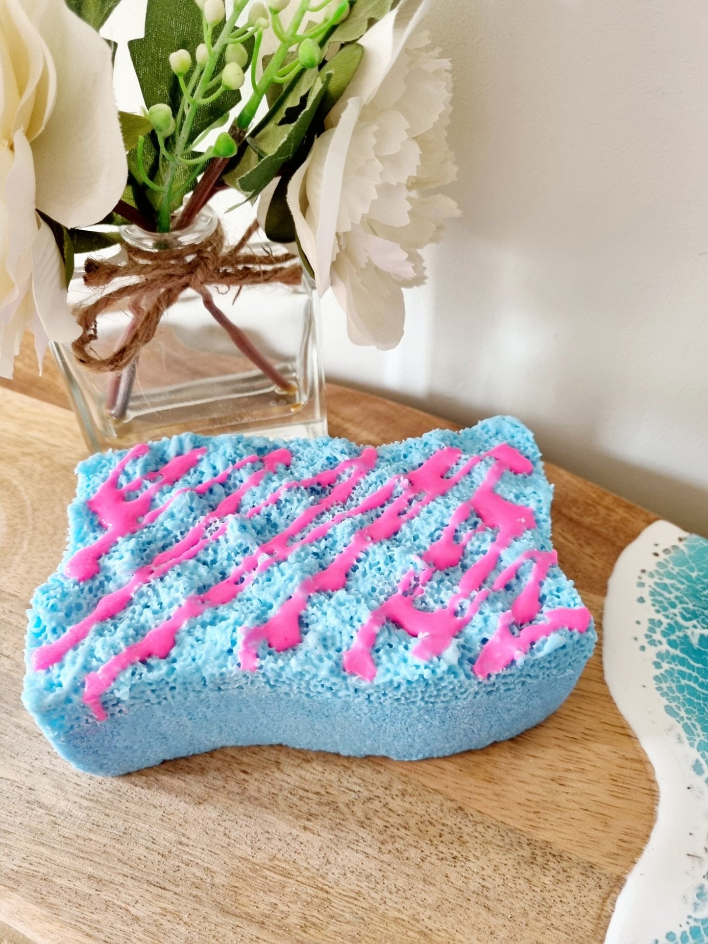 REDUCED TO CLEAR - Wavy Soap Infused Exfoliating Massage Sponge - Soap Sponge - Cottage Fresh Scents