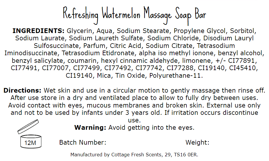 Refreshing Watermelon Massage Soap Bar - Massage Soap Bar - Cottage Fresh Scents