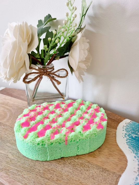 Refreshing Watermelon Soap Infused Exfoliating Massage Sponge - Soap Sponge - Cottage Fresh Scents
