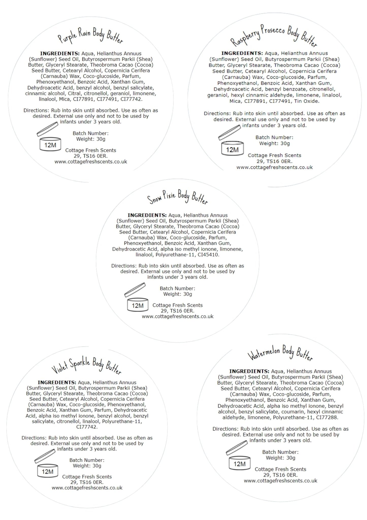 Set of Whipped Body Butter Samples - Body Butter - Cottage Fresh Scents