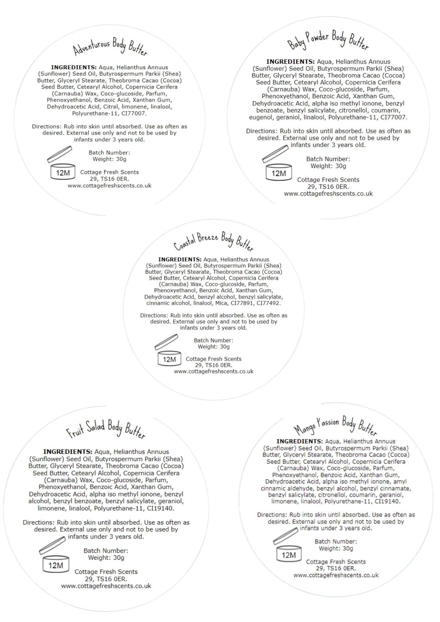Set of Whipped Body Butter Samples - Body Butter - Cottage Fresh Scents