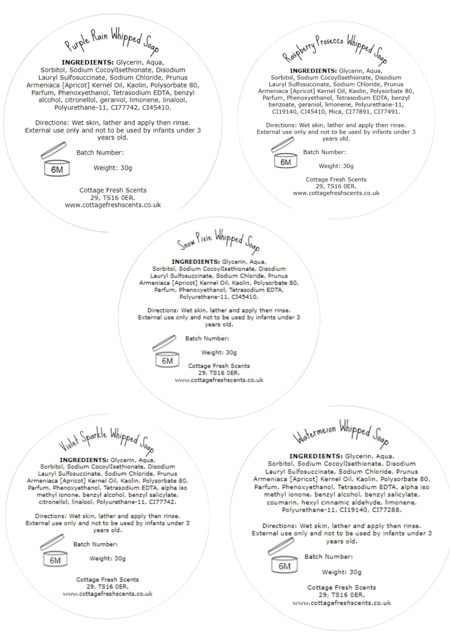 Set of Whipped Soap Samples - Whipped Soap - Cottage Fresh Scents