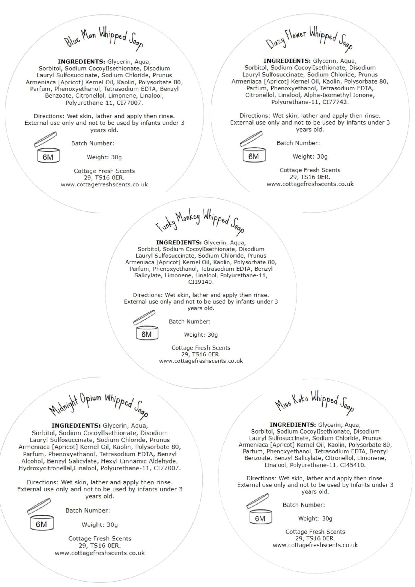 Set of Whipped Soap Samples - Whipped Soap - Cottage Fresh Scents
