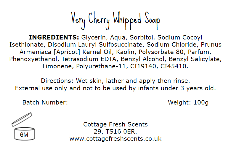 Very Cherry Whipped Soap - Whipped Soap - Cottage Fresh Scents