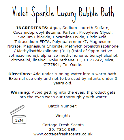 Violet Sparkle Luxury Bubble Bath - Bubble Bath - Cottage Fresh Scents