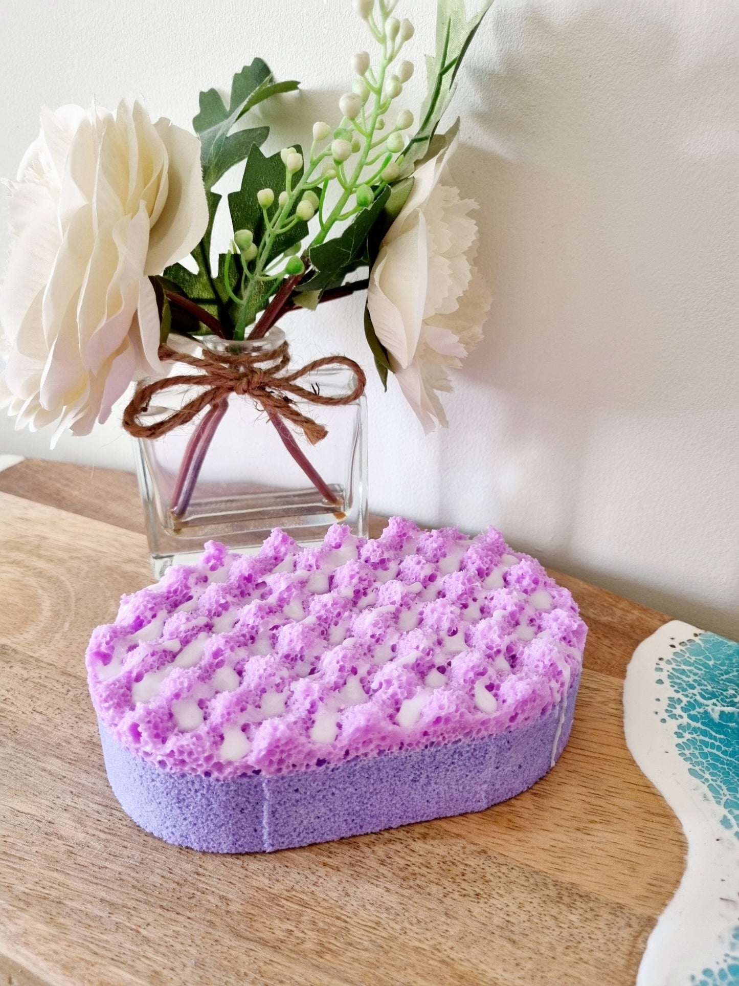 Violet Sparkle Soap Infused Exfoliating Massage Sponge - Soap Sponge - Cottage Fresh Scents