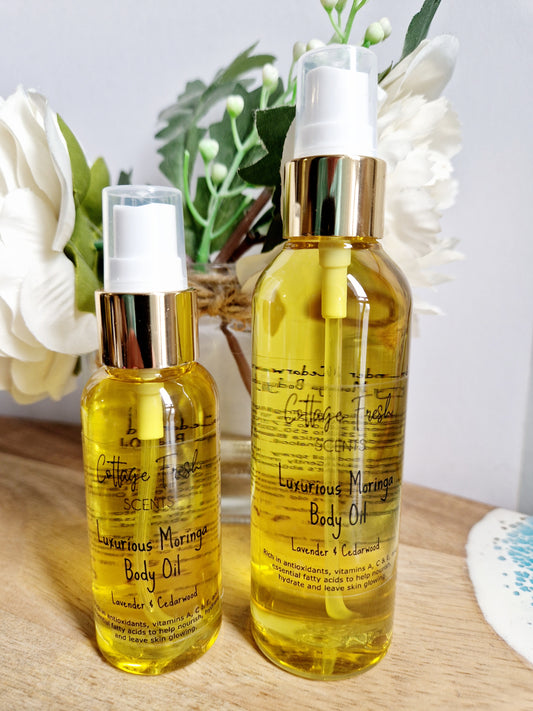 Natural Vegan - Luxurious Moringa Body Oil: Lavender & Cedarwood Scented