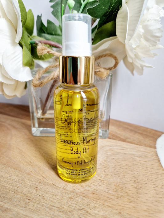 Natural Vegan - Luxurious Moringa Body Oil: Rosemary & Pink Grapefruit Scented