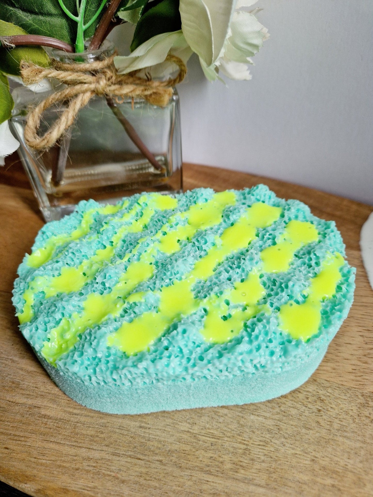 Citronella, Eucalyptus, Lemongrass & Peppermint Soap Infused Exfoliating Massage Sponge - Soap Sponge - Cottage Fresh Scents