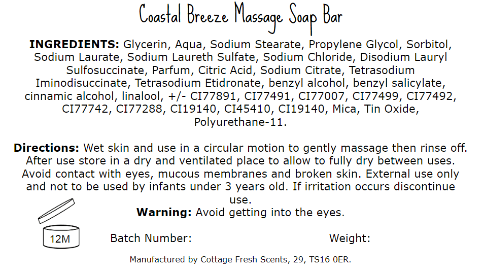 Coastal Breeze Massage Soap Bar - Massage Soap Bar - Cottage Fresh Scents