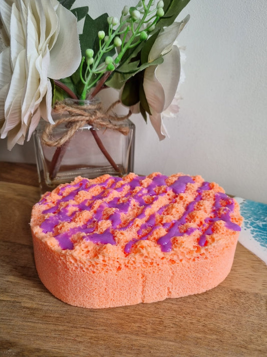 Exotic Passionfruit Soap Infused Exfoliating Massage Sponge - Soap Sponge - Cottage Fresh Scents