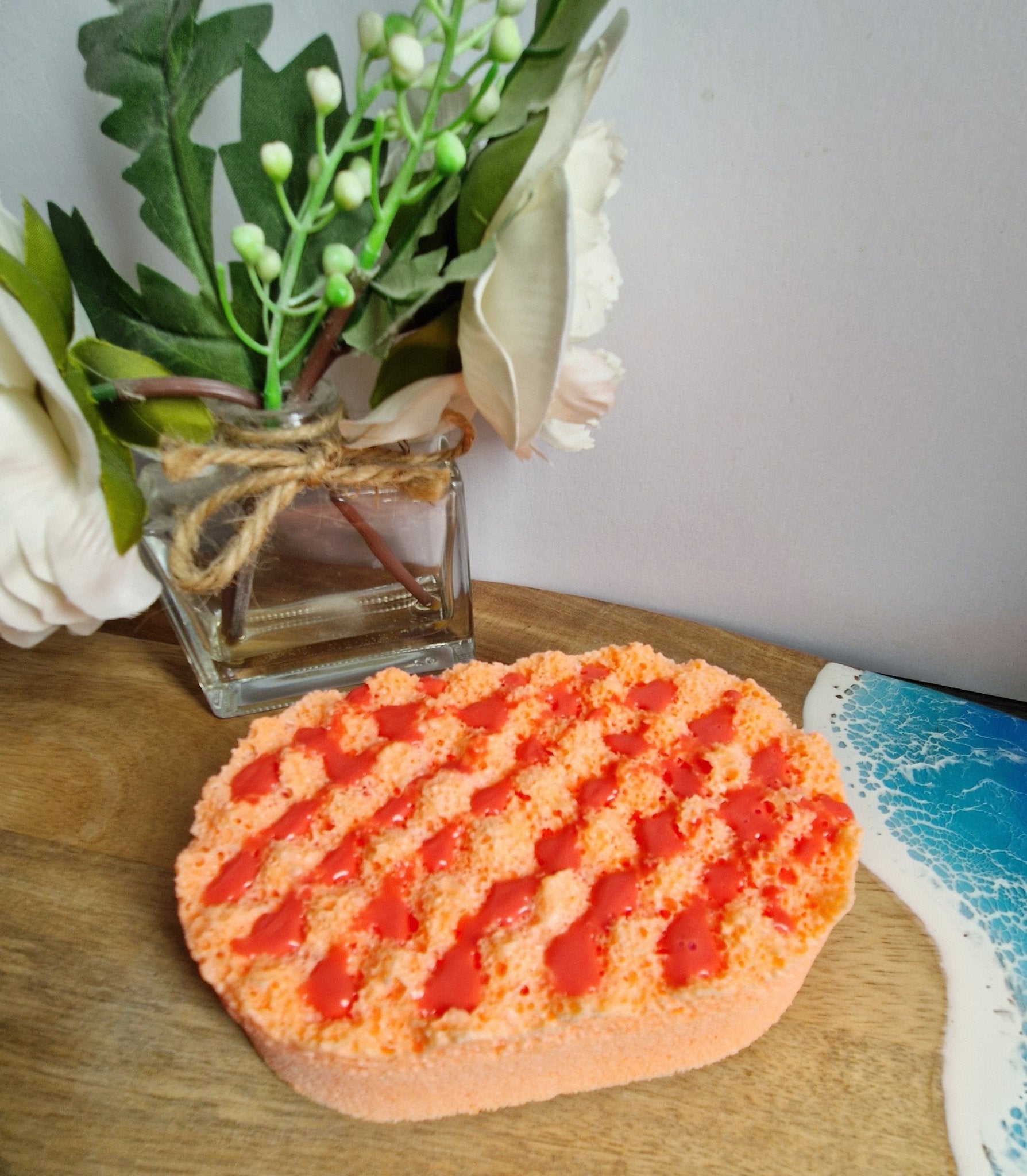 Lemon, Black Pepper & Cedarwood Soap Infused Exfoliating Massage Sponge - Soap Sponge - Cottage Fresh Scents