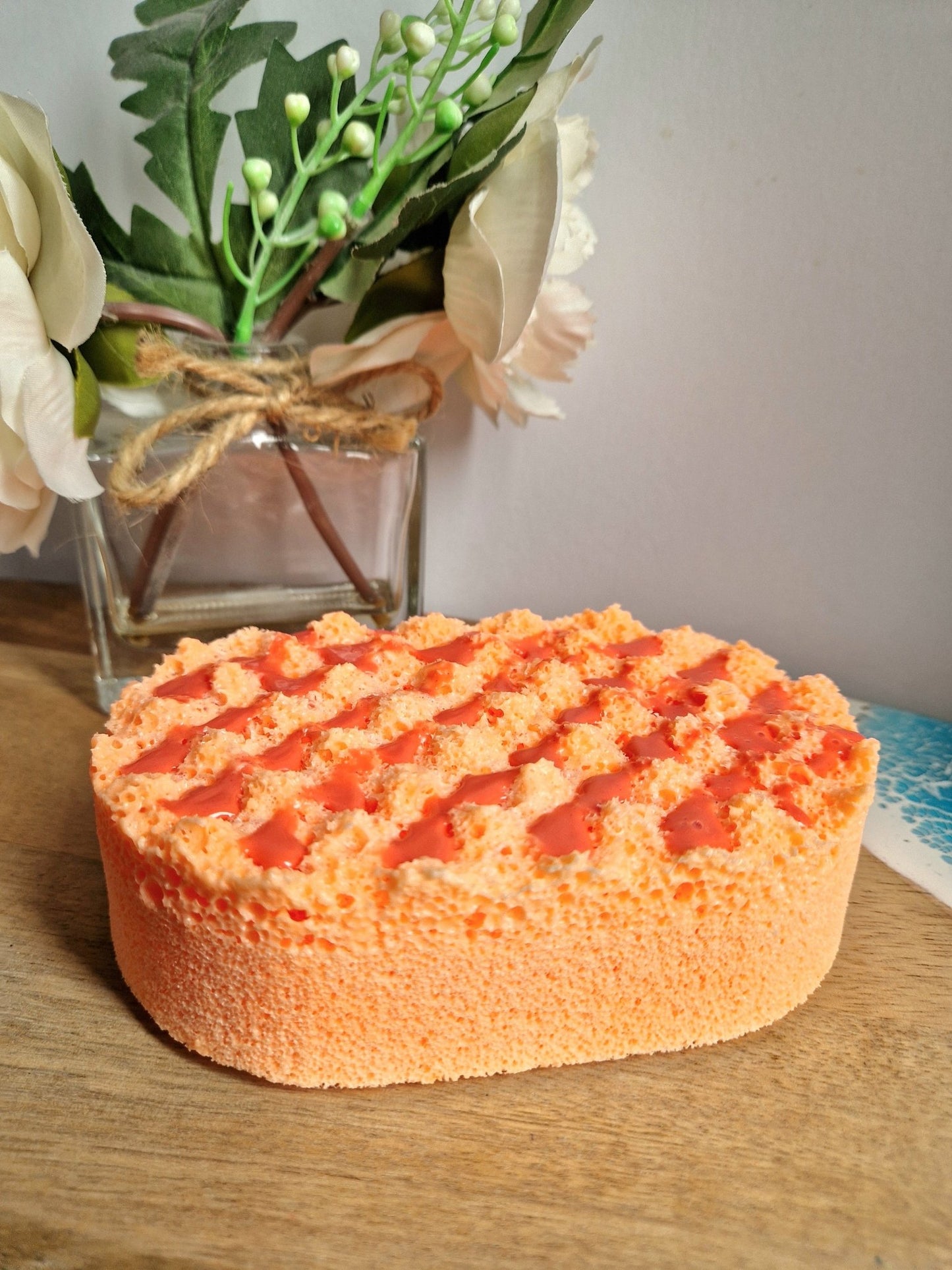 Lemon, Black Pepper & Cedarwood Soap Infused Exfoliating Massage Sponge - Soap Sponge - Cottage Fresh Scents