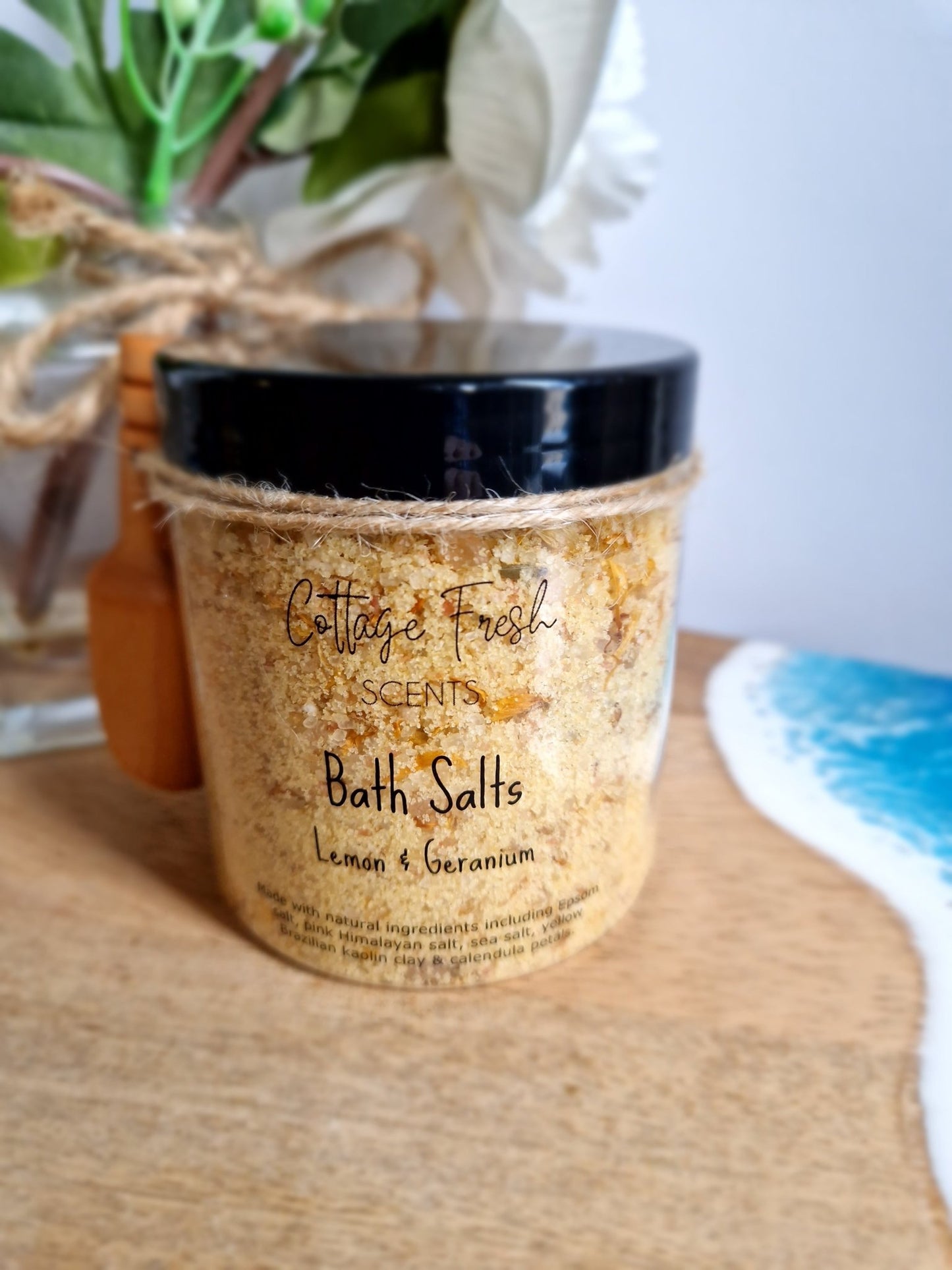 Lemon & Geranium Bath Salts - Vegan Self Care Gift - Bath Salts - Cottage Fresh Scents