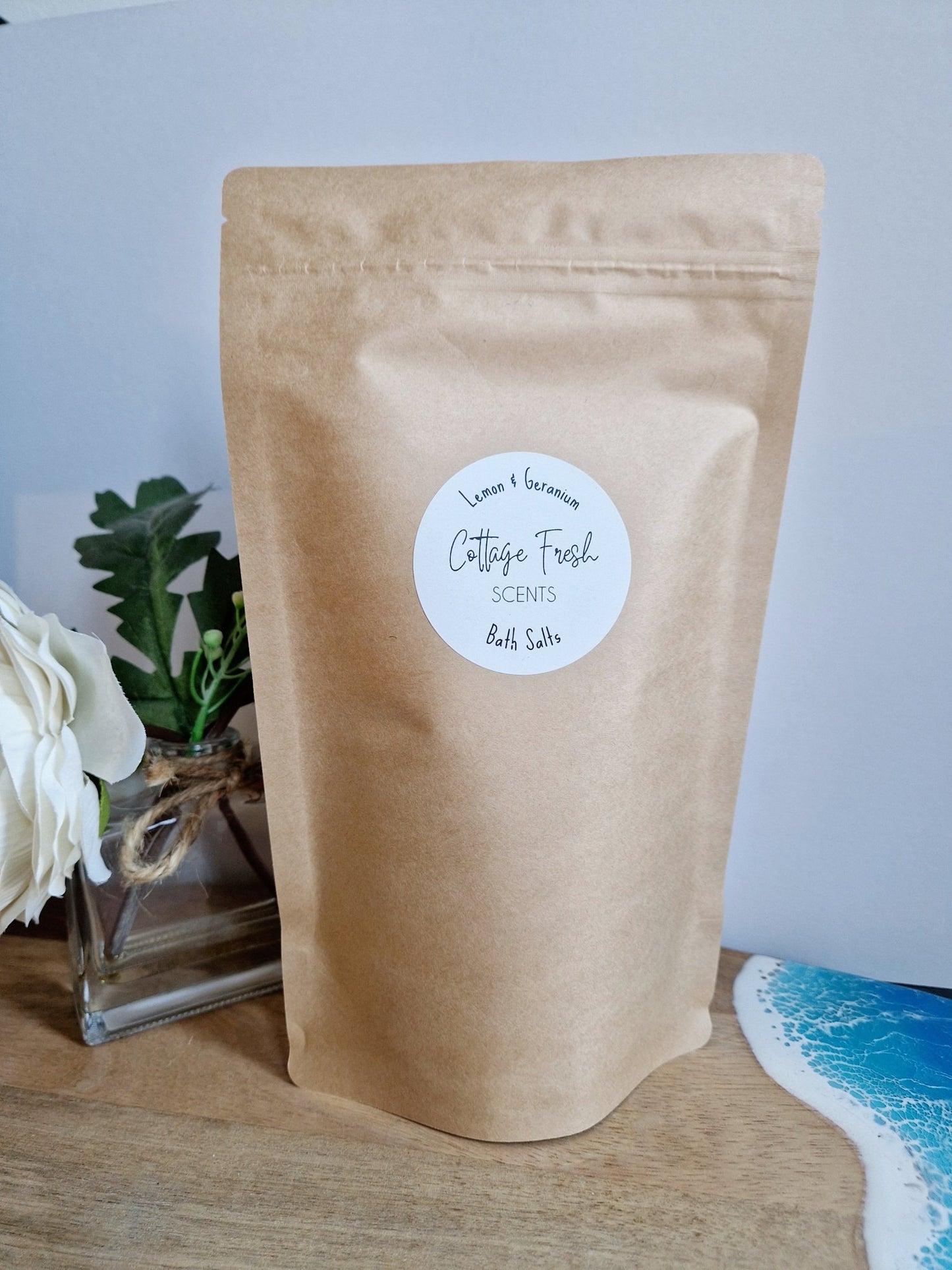 Lemon & Geranium Bath Salts - Vegan Self Care Gift - Bath Salts - Cottage Fresh Scents