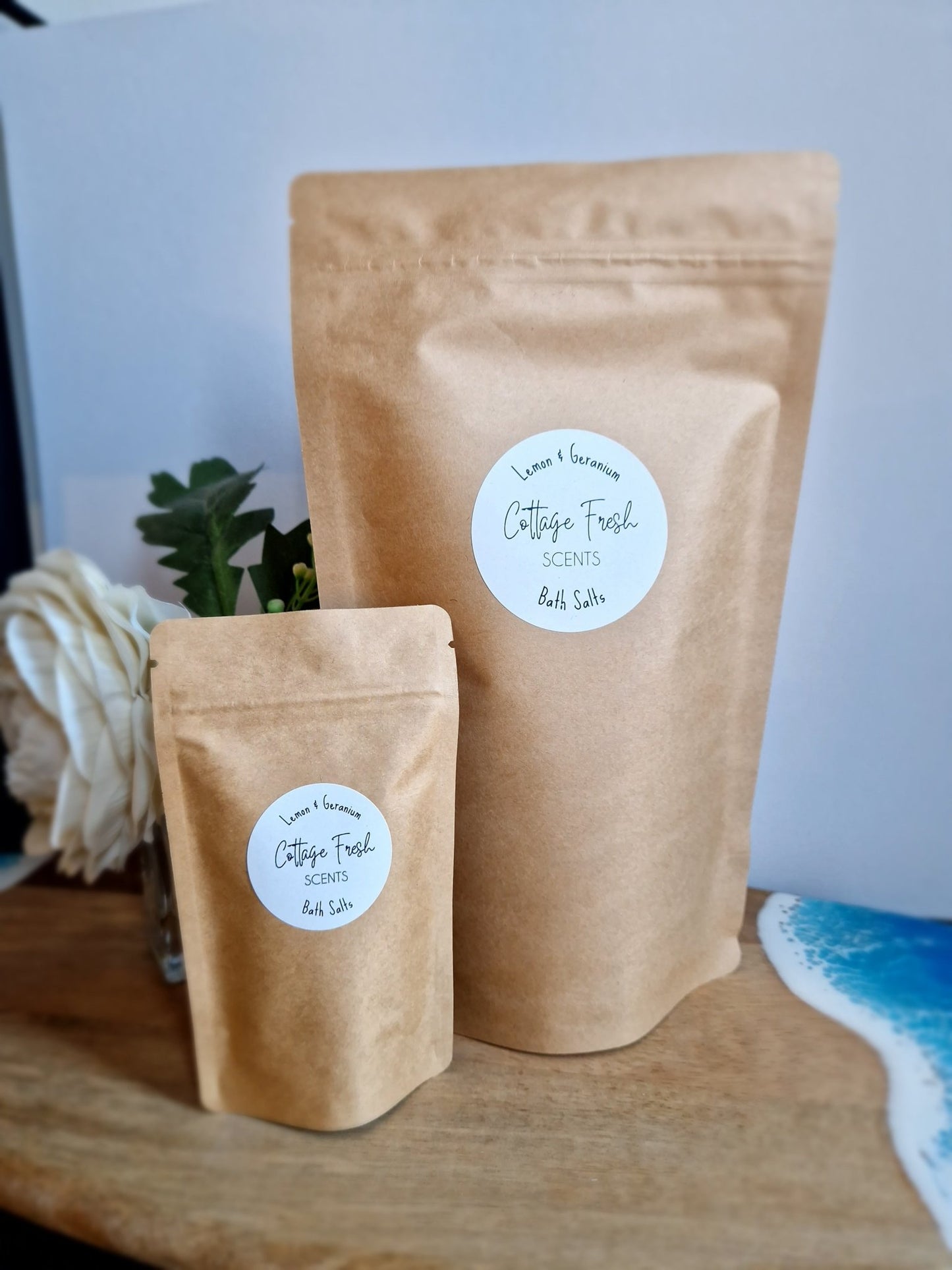 Lemon & Geranium Bath Salts - Vegan Self Care Gift - Bath Salts - Cottage Fresh Scents