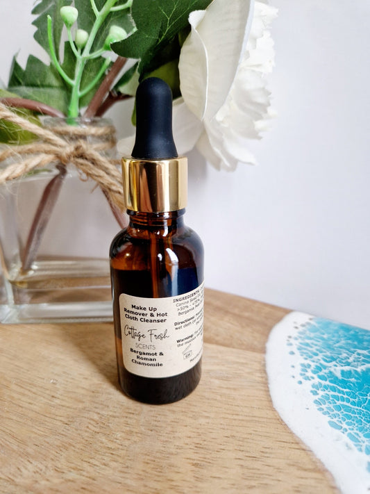 Natural Vegan - Hot Cloth Facial Cleanser and Make Up Remover: Bergamot & Roman Chamomile Scented - Make Up Remover / Cleanser - Cottage Fresh Scents