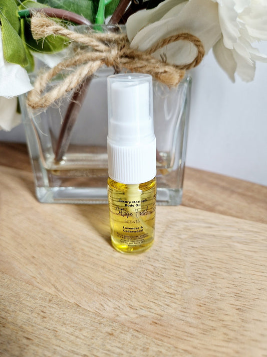 Natural Vegan - Luxurious Moringa Body Oil: Lavender & Cedarwood Scented - Body Oil - Cottage Fresh Scents
