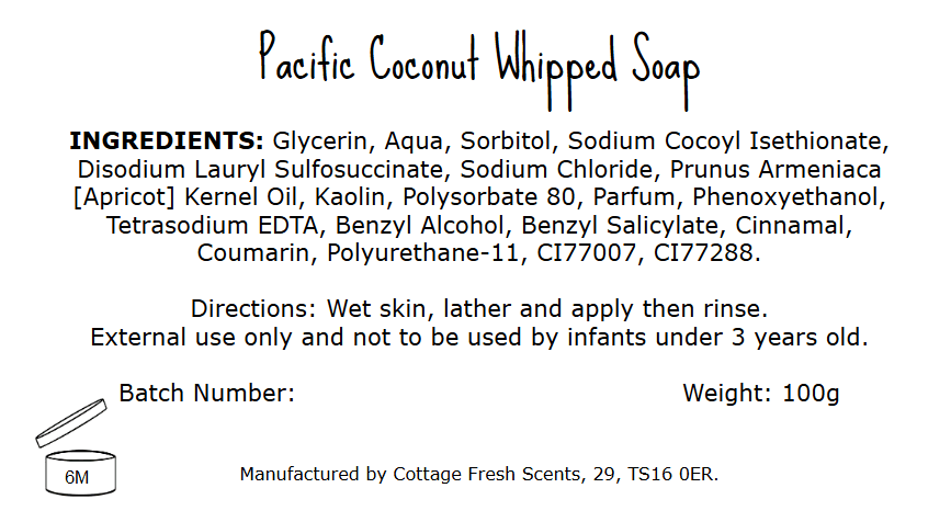 Pacific Coconut Whipped Soap - Whipped Soap - Cottage Fresh Scents