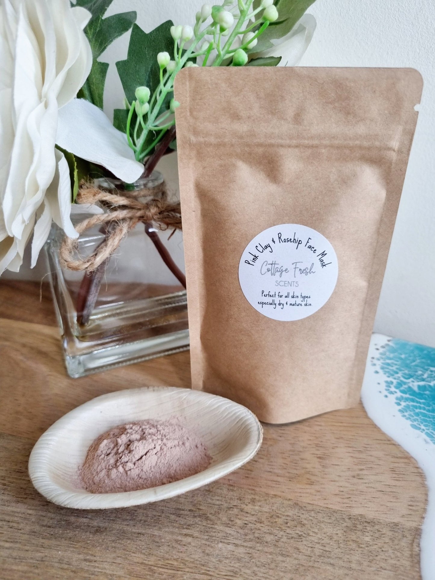 Pink Clay & Rosehip Powder Luxurious Dry Clay Face Mask - Dry Clay Face Mask - Cottage Fresh Scents