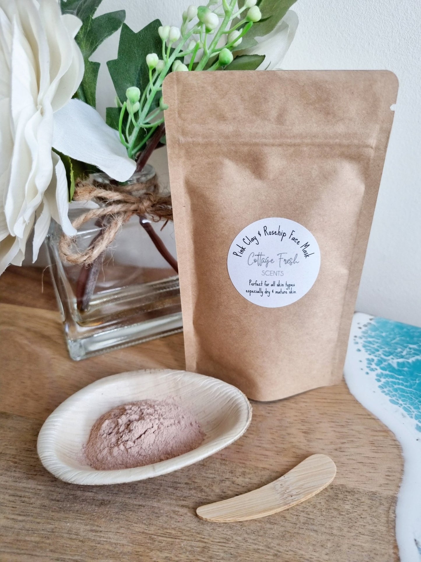 Pink Clay & Rosehip Powder Luxurious Dry Clay Face Mask - Dry Clay Face Mask - Cottage Fresh Scents