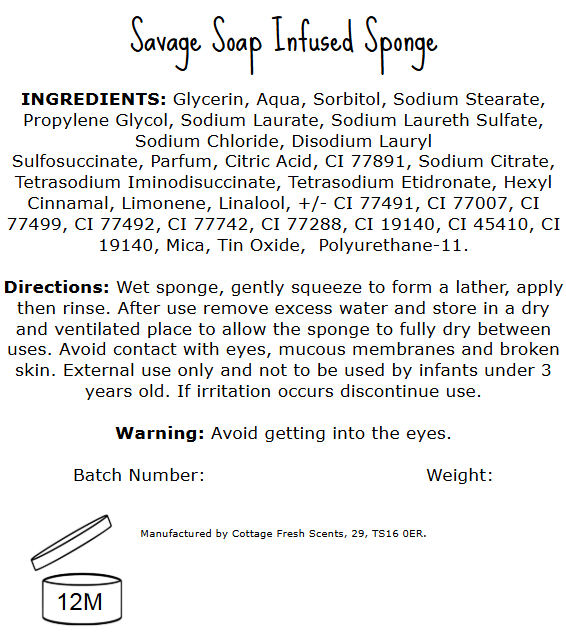 Savage Soap Infused Exfoliating Massage Sponge - Soap Sponge - Cottage Fresh Scents