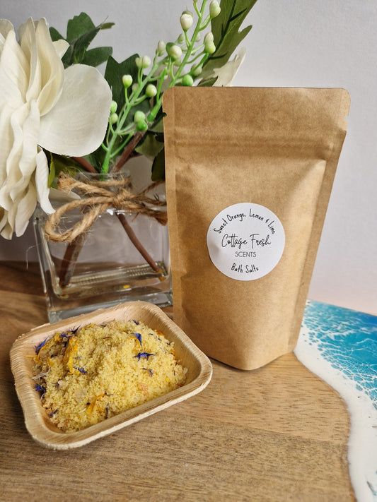 Sweet Orange, Lemon & Lime Bath Salts - Vegan Self Care Gift - Bath Salts - Cottage Fresh Scents