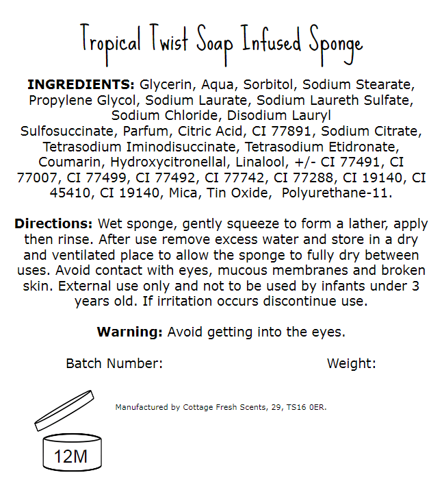 Tropical Twist Soap Infused Exfoliating Massage Sponge - Soap Sponge - Cottage Fresh Scents