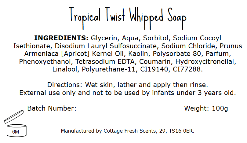 Tropical Twist Whipped Soap - Whipped Soap - Cottage Fresh Scents